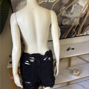 SHEIN Black Ripped Jean Shorts